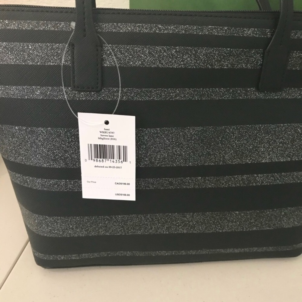 NWT KATE SPADE HANI HAVEN LANE BLACK STRIPE TOTE - Picture 5 of 8